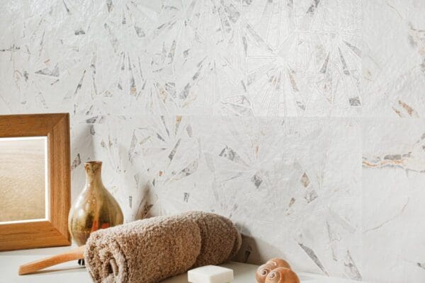 a towel and some showpieces on a table