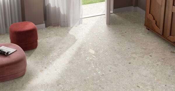 closeup shot of marble floor tiles in a room