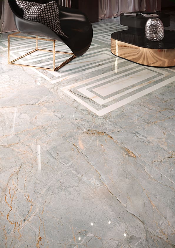 closeup shot of the marble flooring of a boutique