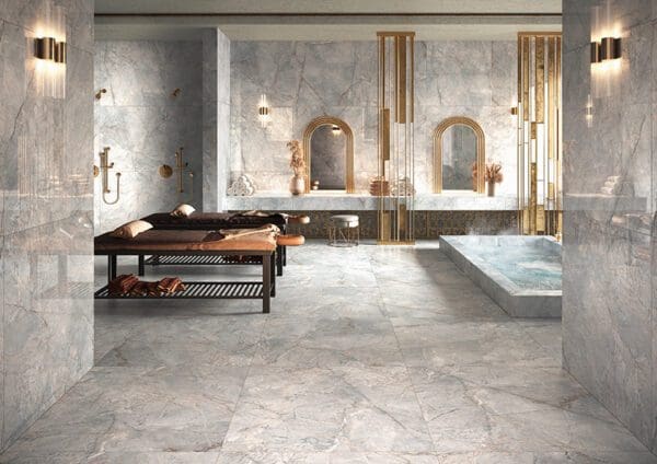 Marble boutique interior with two massage beds